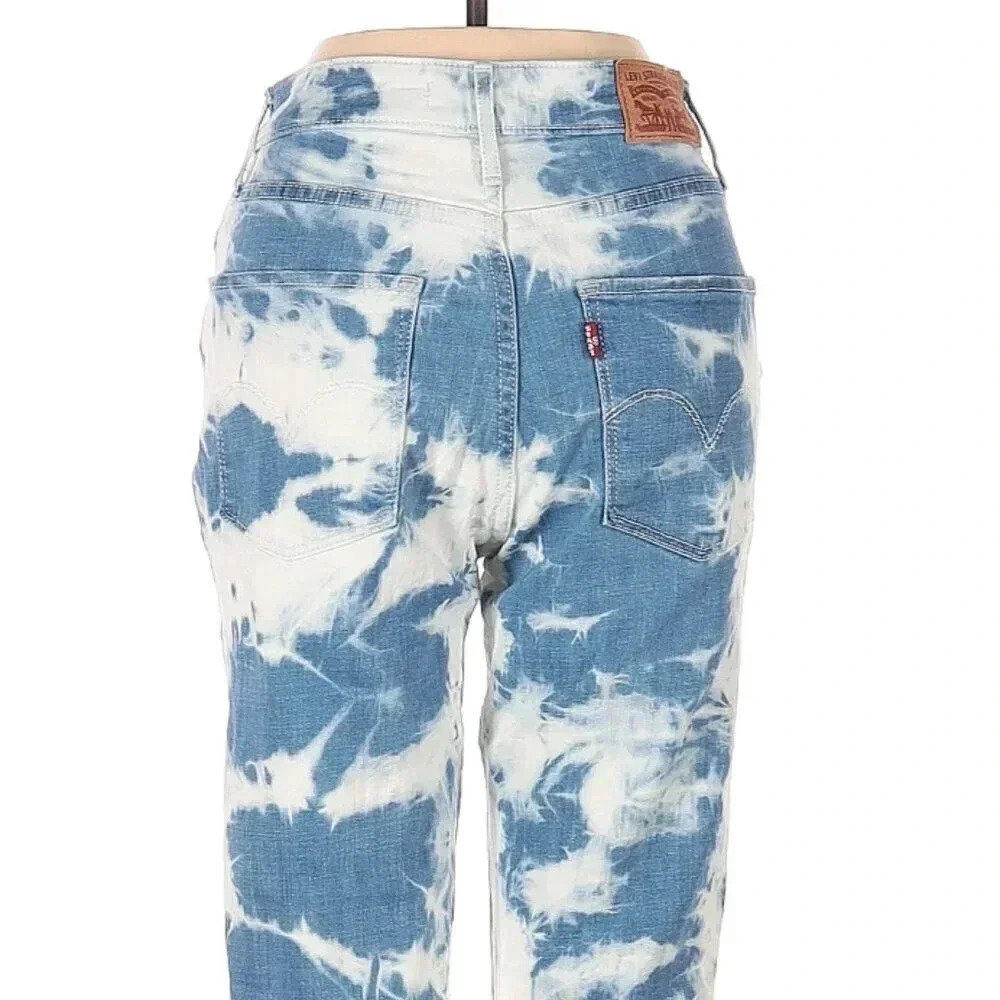LEVI'S Awesome Tie Dye 721 Hi Rise Ankle Blue Jeans Size: 26 Denim BOHO
